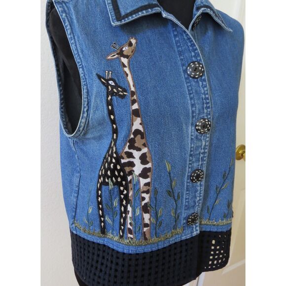 Dress Barn Vintage Denim Giraffe Vest with Giraffe Appliques  Medium  EUC - Picture 9 of 12